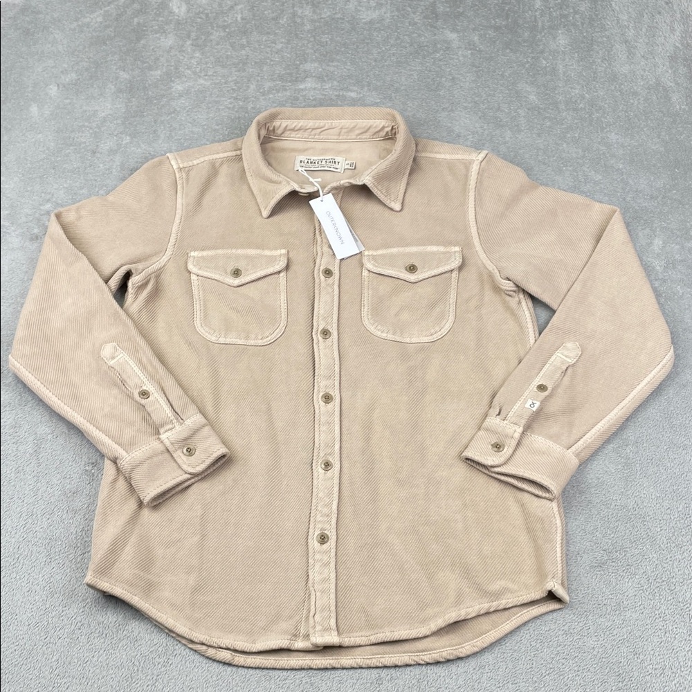 NEW Outerknown S Men's 100% Organic Cotton Beige Blanket Shirt